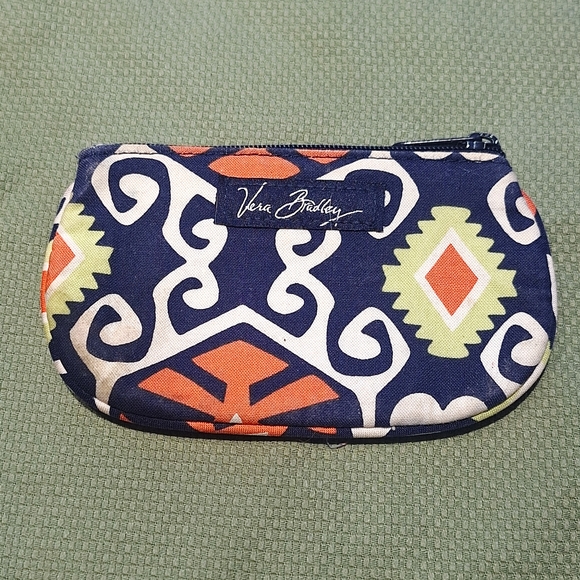 NWOT - Vera Bradley Zip ID/Coin Blue and Orange Sun Valley Design - Picture 1 of 4